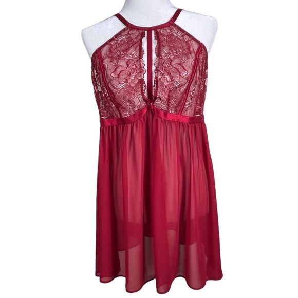 NWT Torrid Lace High Neck Babydoll Size 2 Red Sleeveless Adjustable Straps - Picture 3 of 15